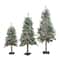 3ft., 4ft, & 5ft. Unlit Flocked Alpine Artificial Christmas Tree Set